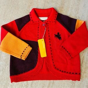 Cardigan Chickee Duck Wool/Acrylic Fall Harvest Embroidered /Stitched size 3-4T